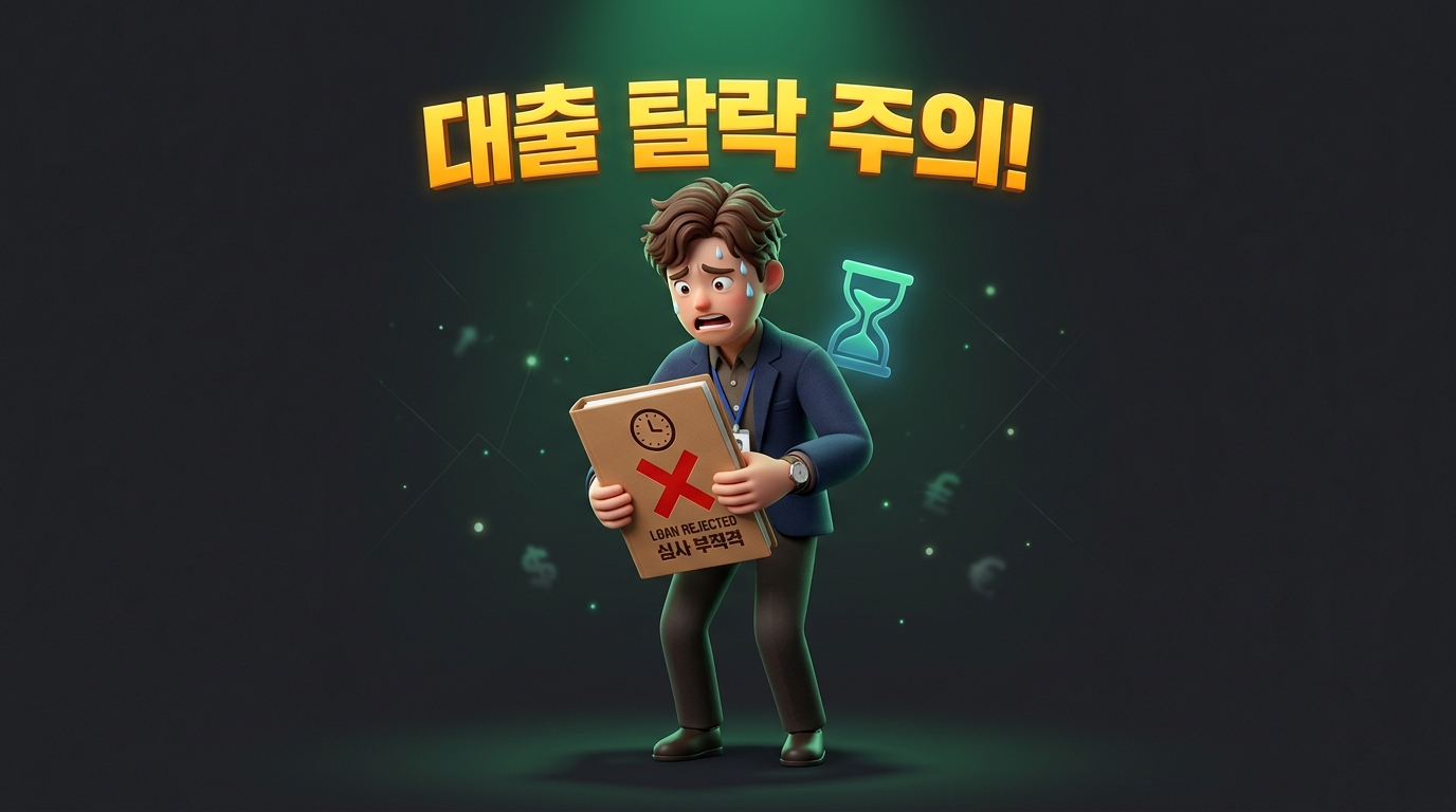 경기 극저신용대출의 신청 타이밍을 놓치거나 서류 미비로 탈락할까 봐 당황하는 3D 캐릭터 썸네일 이미지