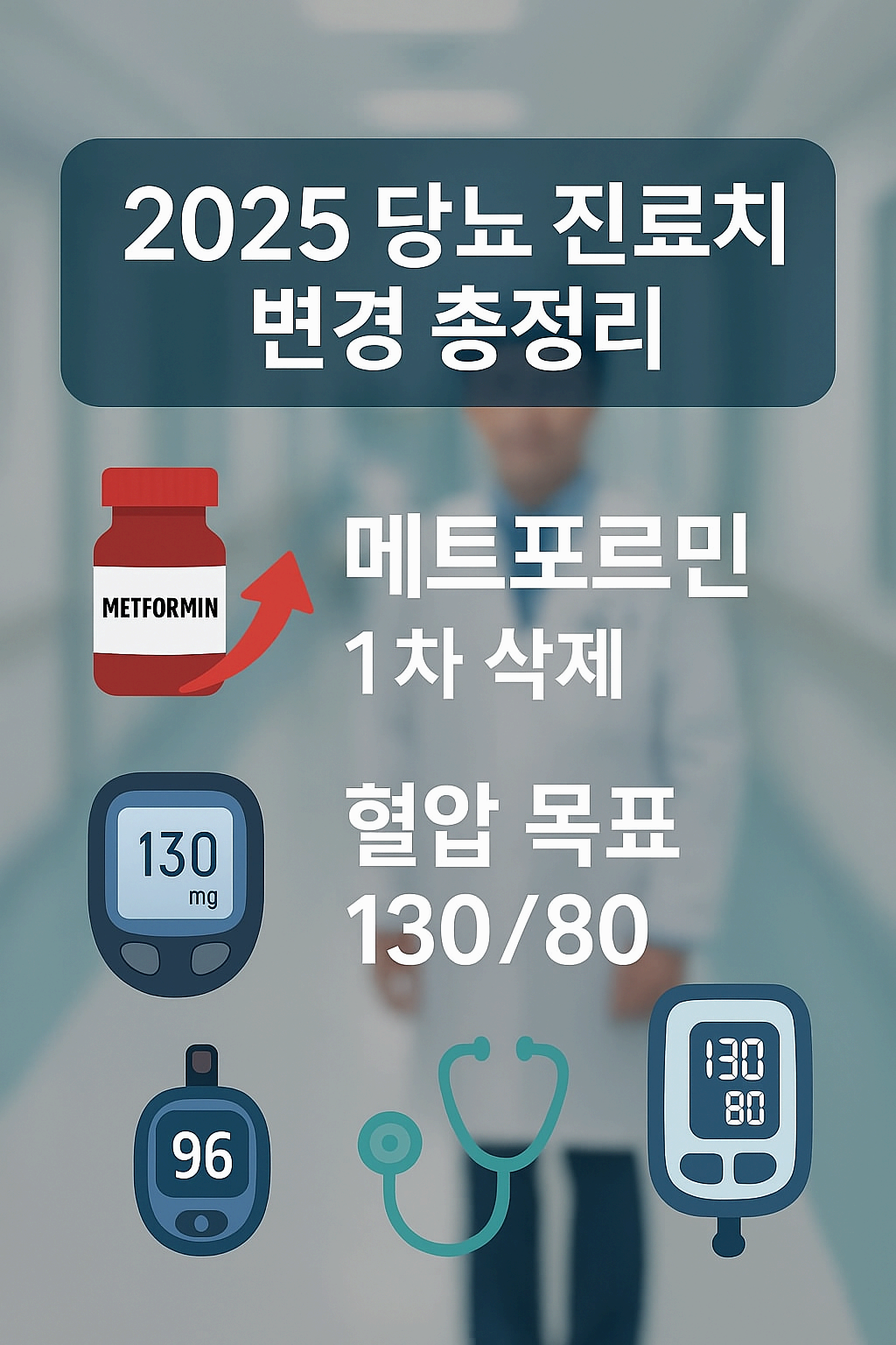 2025 당뇨 진료지침 변경 총정리｜메트포르민 1차 삭제·혈압 130/80