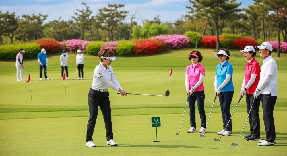 파크골프 지도사가 강습하는 사진