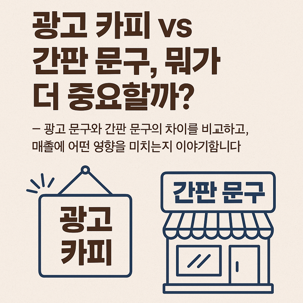 광고 카피 vs 간판 문구, 뭐가 더 중요할까?– 광고 문구와 간판 문구의 차이를 비교하고, 매출에 어떤 영향을 미치는지 이야기합니다.