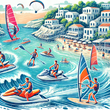 그리스에서 해양 스포츠하는 모습