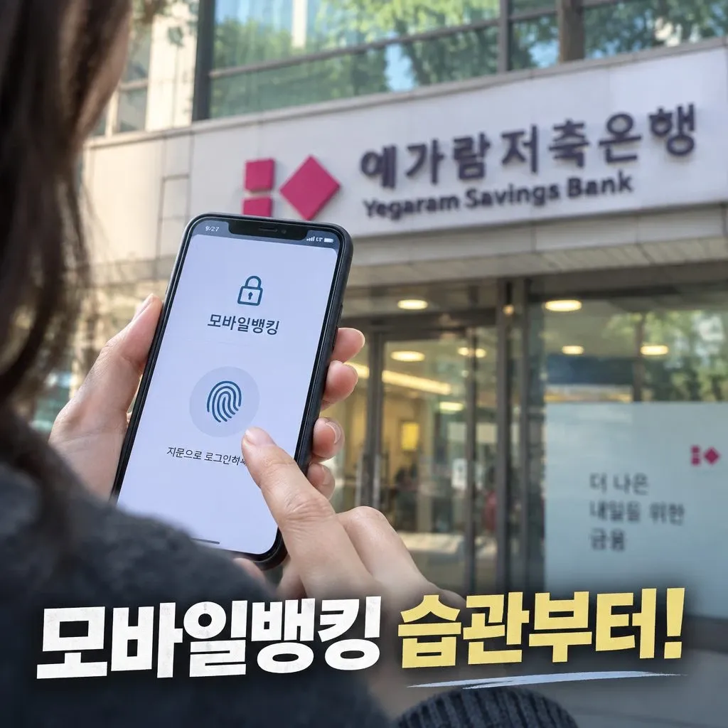 스마트폰으로 모바일뱅킹 인증 화면을 확인하는 모습