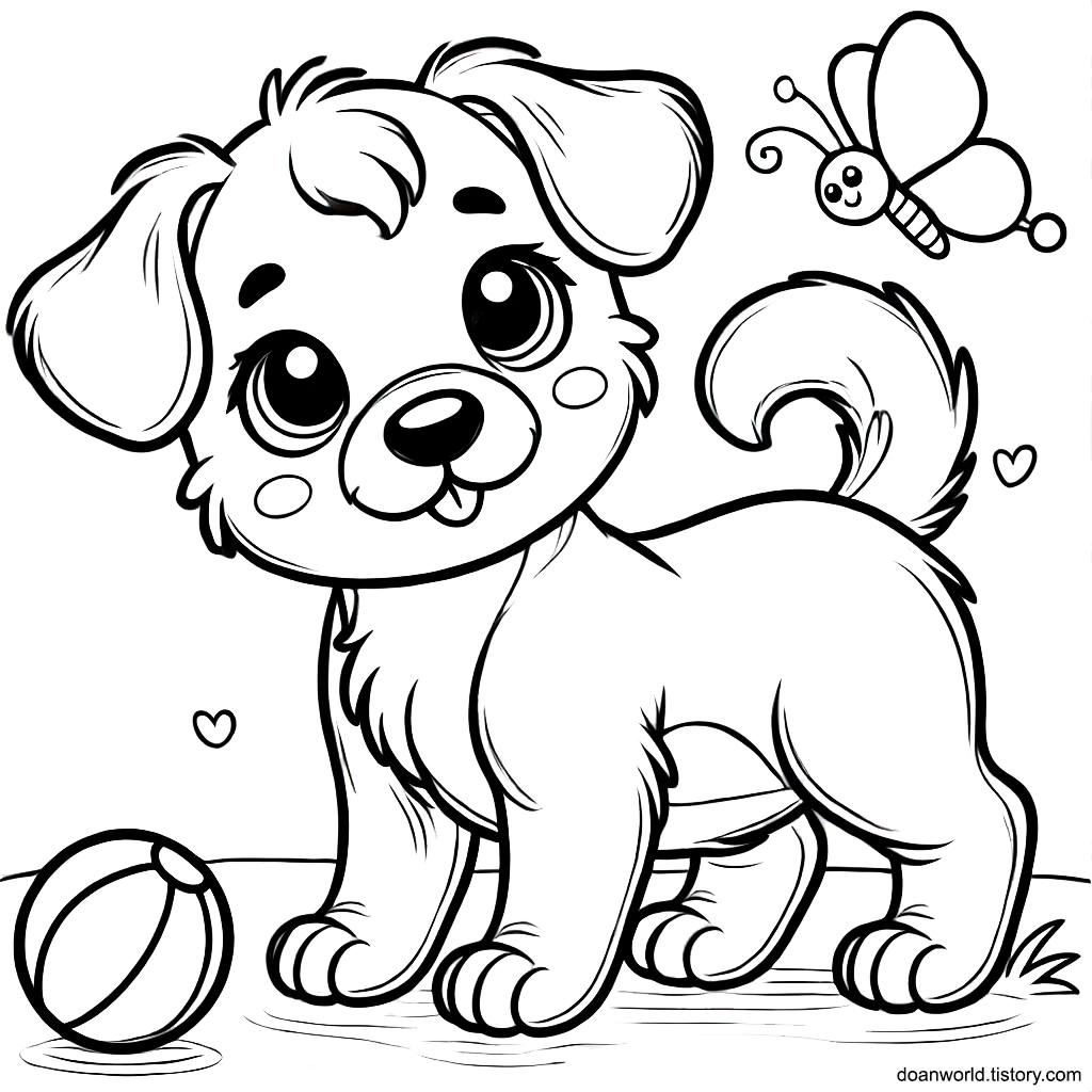 강아지 색칠공부 도안