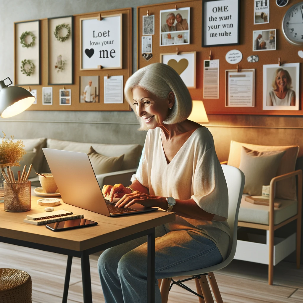  현대적인 홈 오피스 장면을 묘사