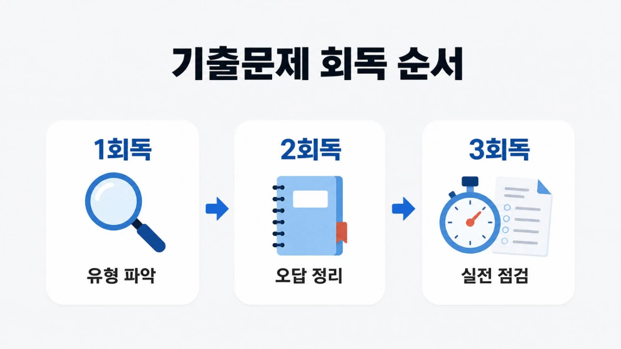위험물산업기사 기출문제 1회독 2회독 3회독 공부 순서를 정리한 이미지