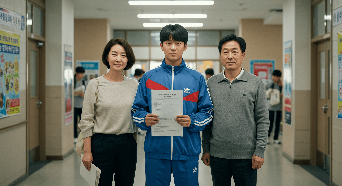 청소년과 부모가 신청 서류를 함께 준비하는 장면 3