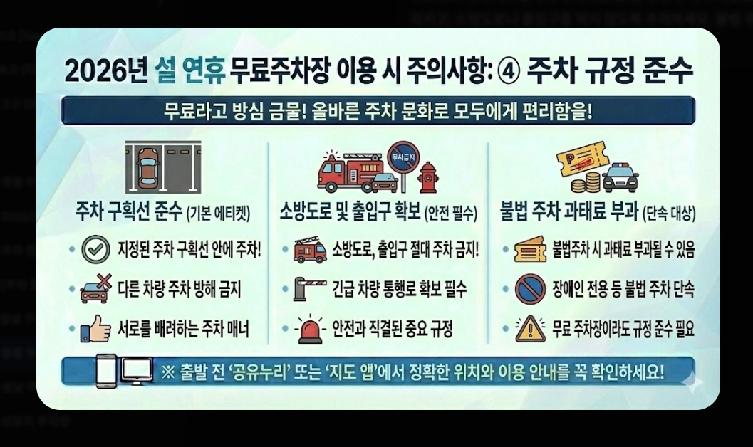 명절 무료주차장 확인(2026년, 설 연휴, 개방 현황)(+ 조회 방법)