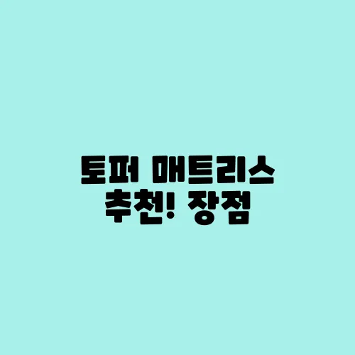 토퍼 매트리스 추천! 장점, 단점 비교 분석