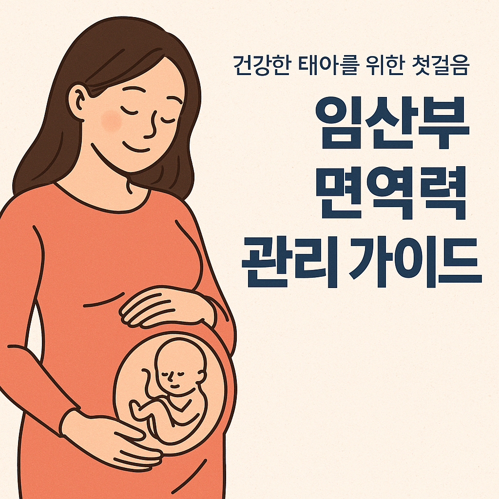 임산부가 배를 감싸 안으며 태아를 바라보는 따뜻한 일러스트