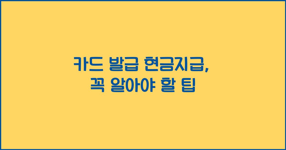 카드 발급 현금지급