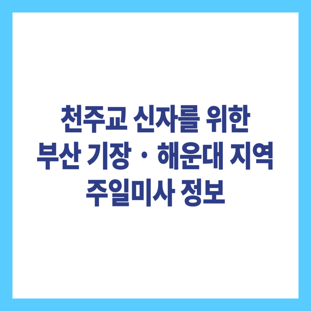천주교 신자를 위한 부산 기장, 해운대 지역 주일미사 정보