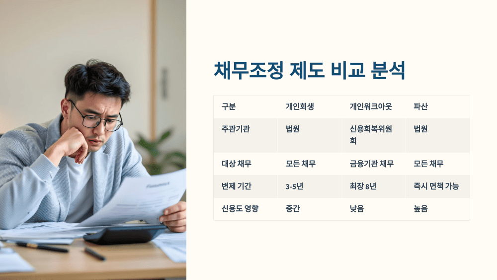채무조정 제도 비교 분석