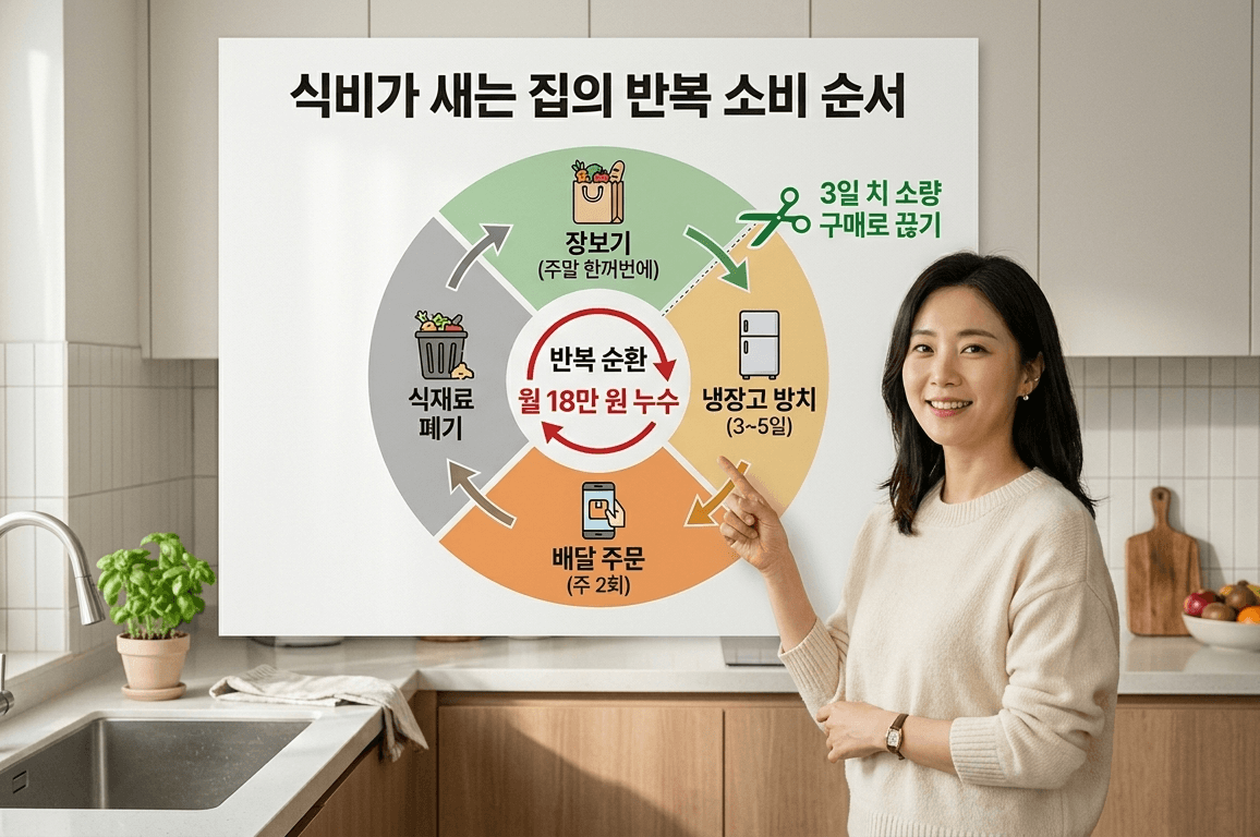 식비가 새는 집의 반복 소비 순서 순환도