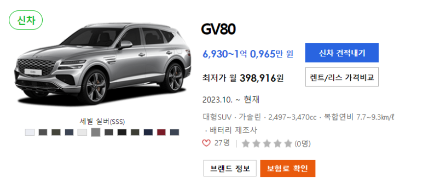 2025 GV80 가격표