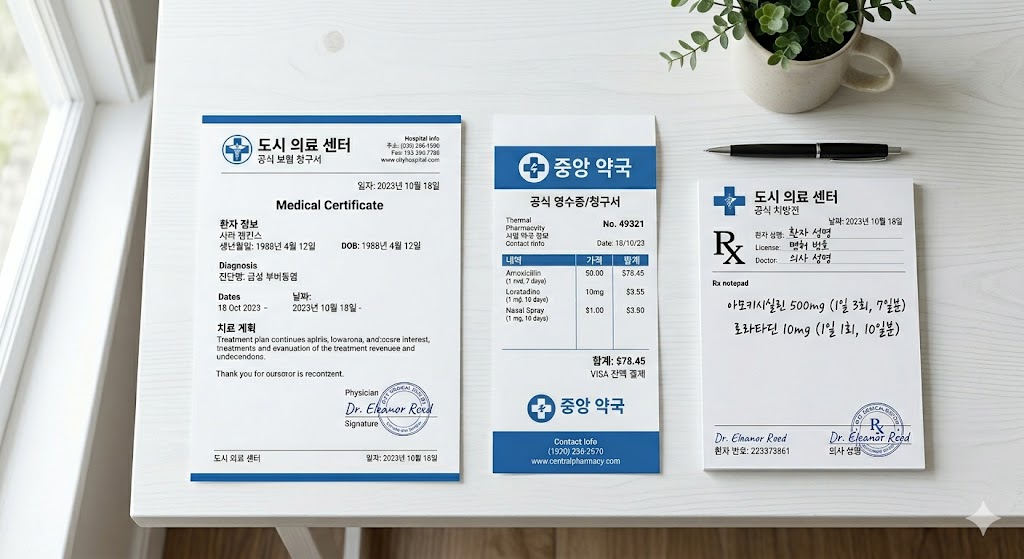 실비보험 청구 서류 준비 — 진료비 영수증, 진단서, 처방전