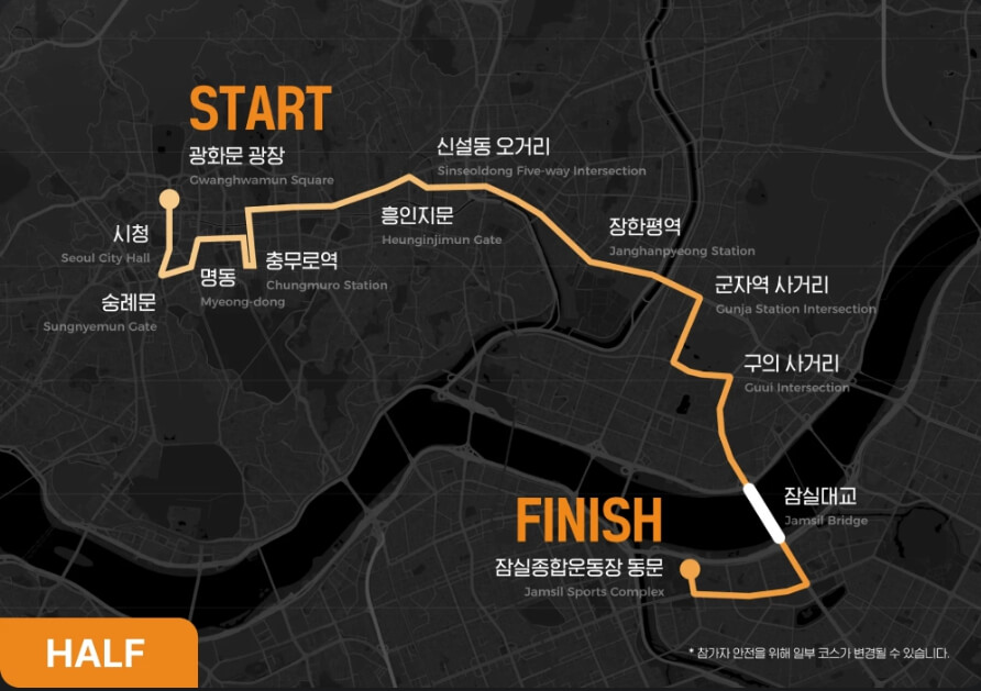 2025 MBN 서울마라톤 공식 코스 지도