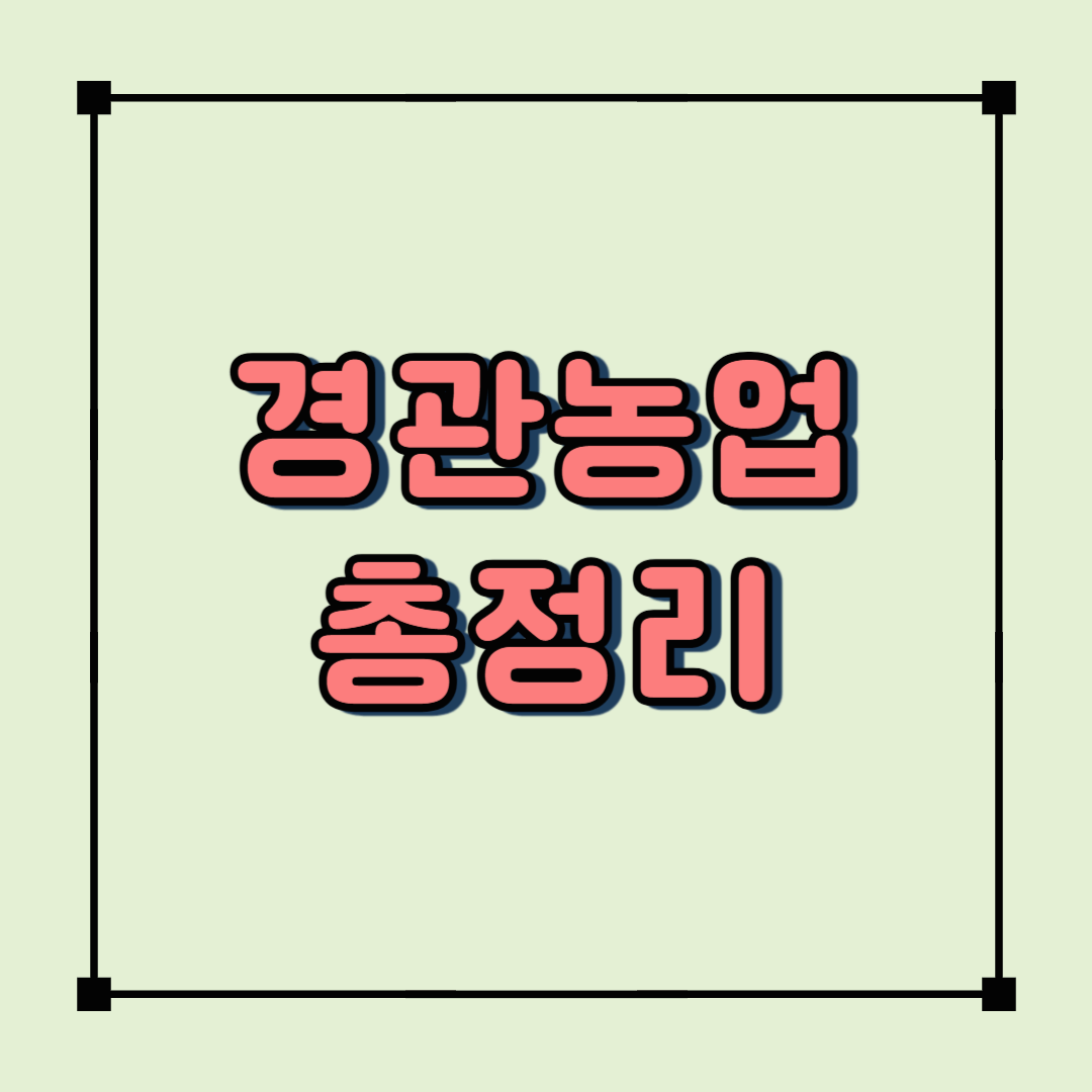 경관농업이란? 농촌을 살리는 풍경 사업, 지원제도와 성공사례 총정리