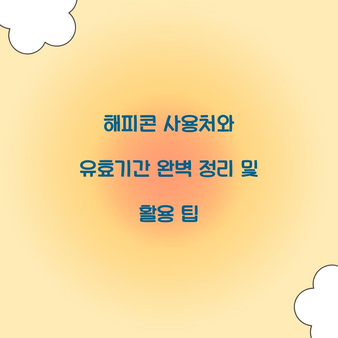 해피콘 사용처와 유효기간