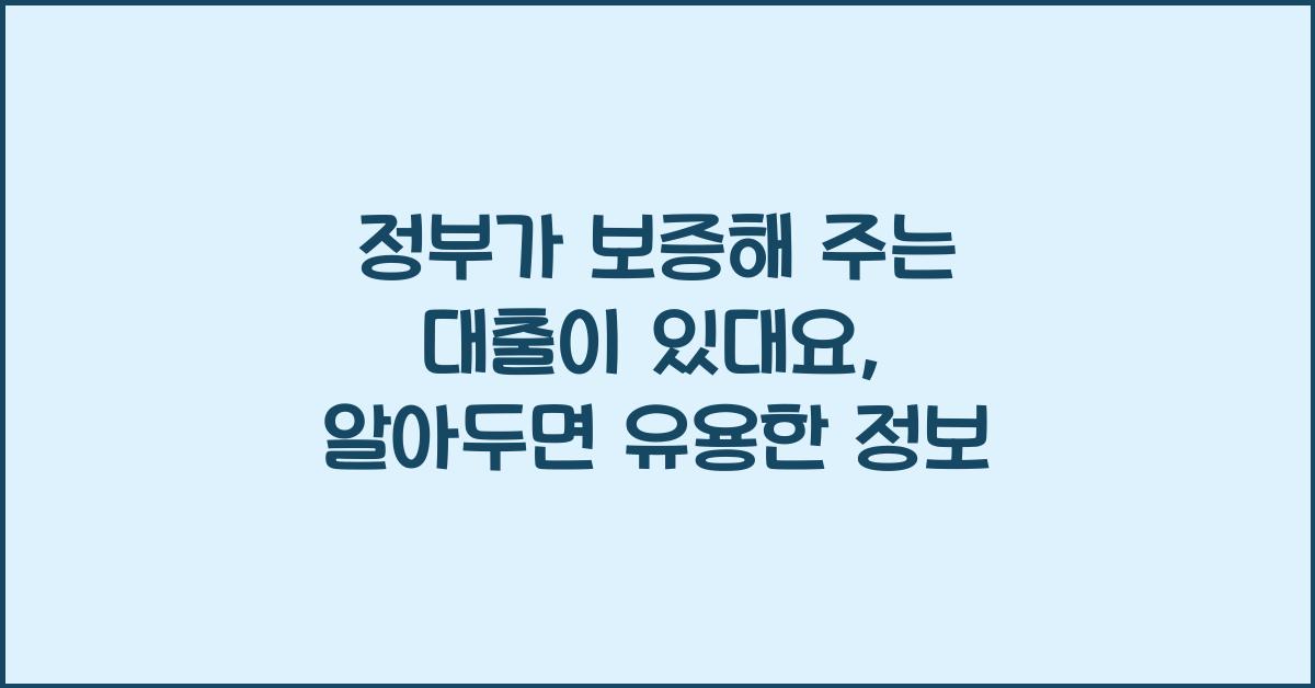 정부가 보증해 주는 대출이 있대요.