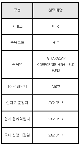 미국주식 선택배당 HYT, BLACKROCK CORPORATE HIGH YIELD FUND