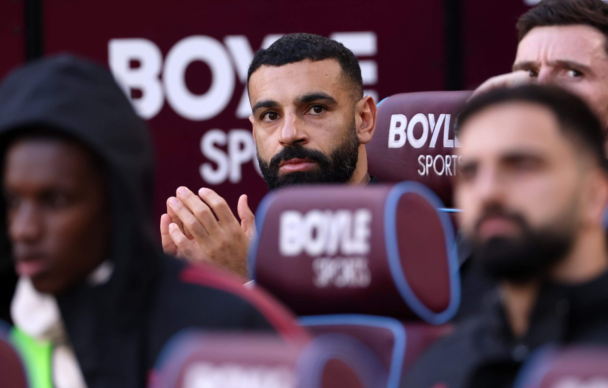 지난 웨스트햄전 벤치 대기 중인 모하메드 살라