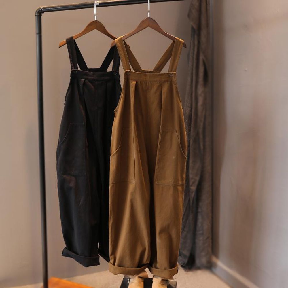 여자 귀여운 코튼 멜빵 바지 오버롤 팬츠 점프수트