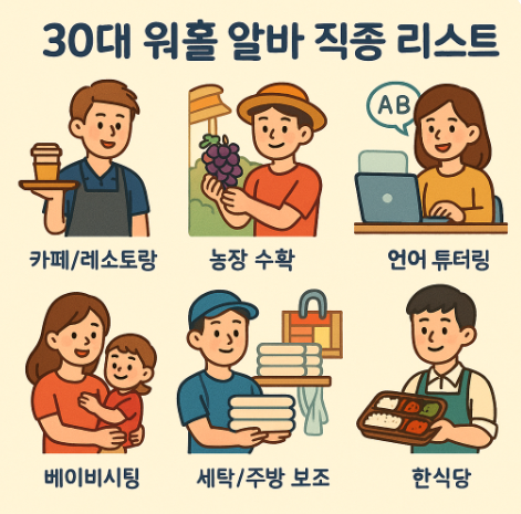 30대 워홀 알바 직종 정리리스트