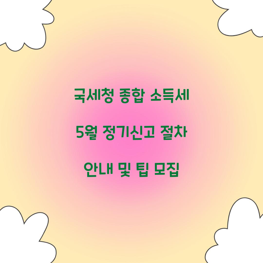 국세청 종합 소득세 5월 정기신고 절차 안내