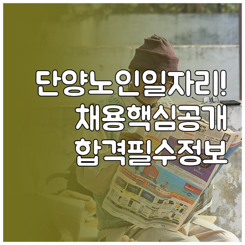 단양군 시니어클럽 노인일자리 유형과 ..