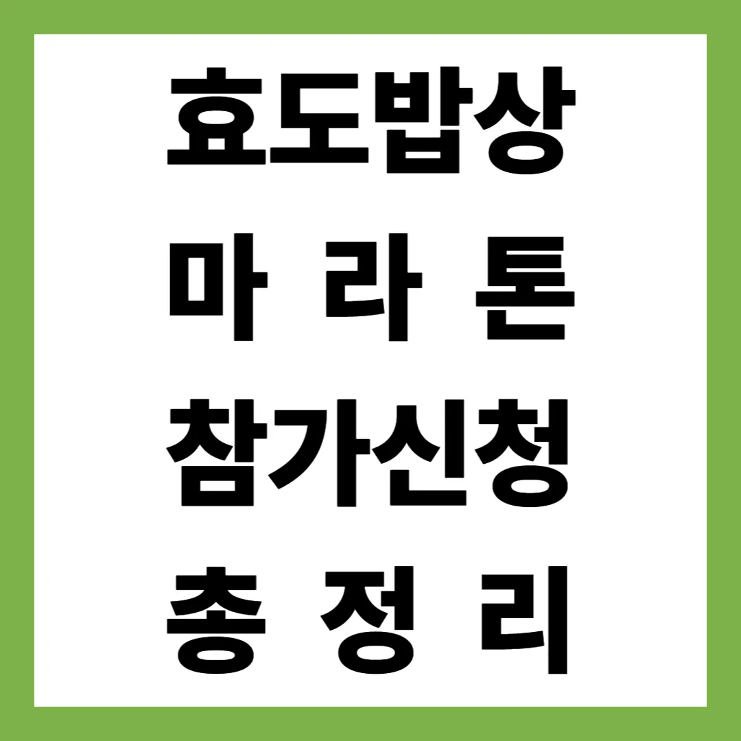효도밥상 마라톤 2025년 대회일정, 상금, 참가신청 총정리!