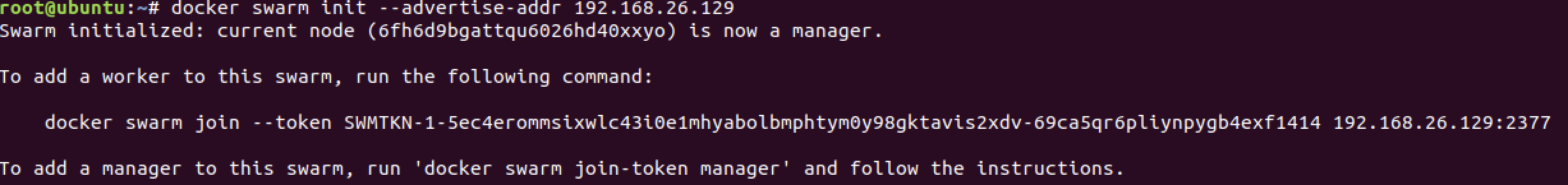 docker swarm init