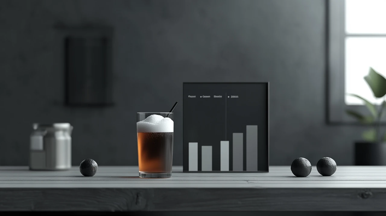 2025년 글로벌 제로 콜라 시장 점유율 변화를 나타내는 성장 그래프, 주요 브랜드별 점유율 비교와 트렌드 분석, 탄산음료 시장 동향, 브랜드별 성장률, 소비자 선호 변화 반영