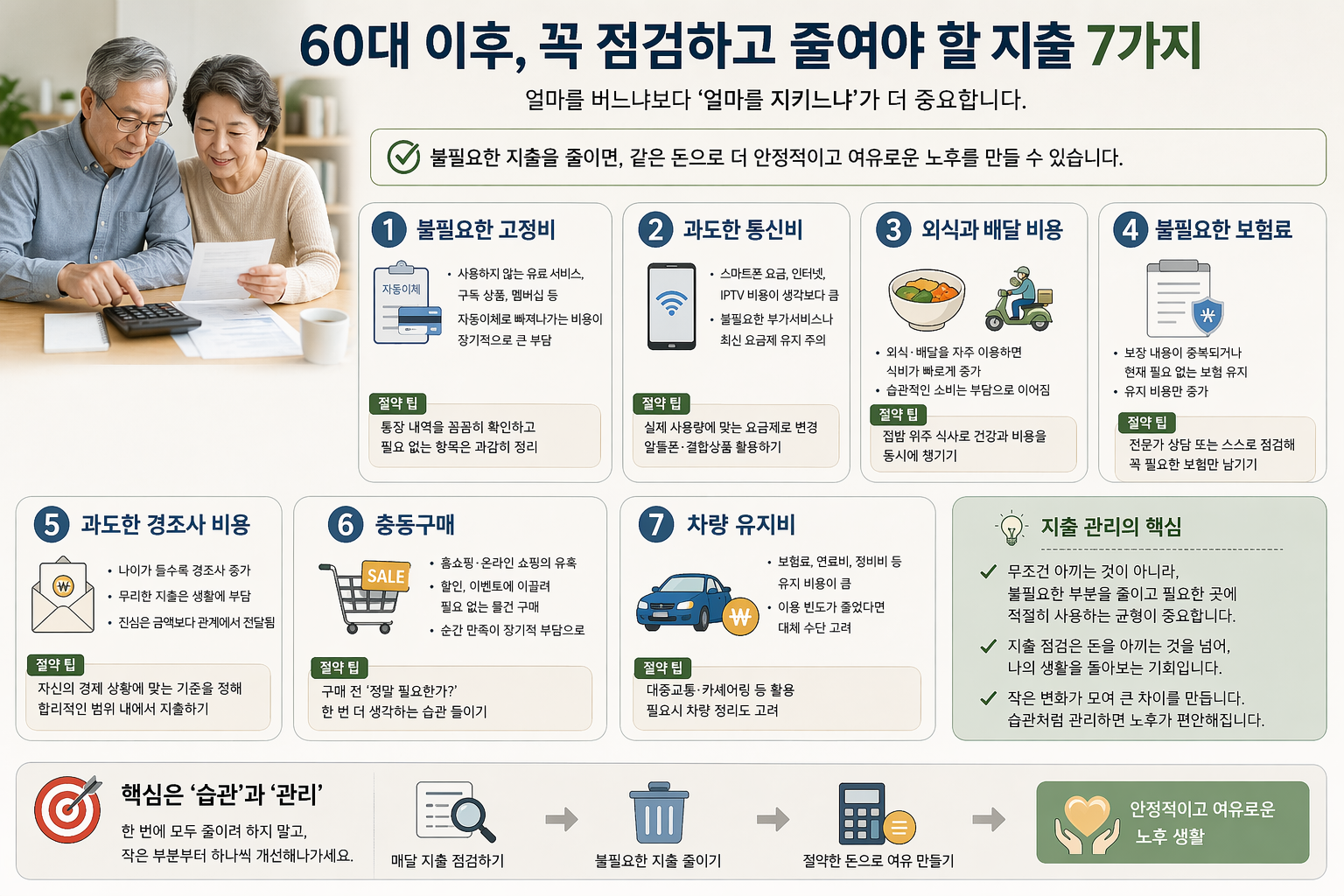 60대 이후, 꼭 줄여야 할 지출 7가지