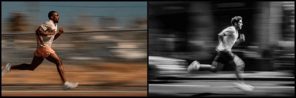 Dynamic Focus 이미지 예시_러너,다이나믹포커스,모션블러_Midjourney