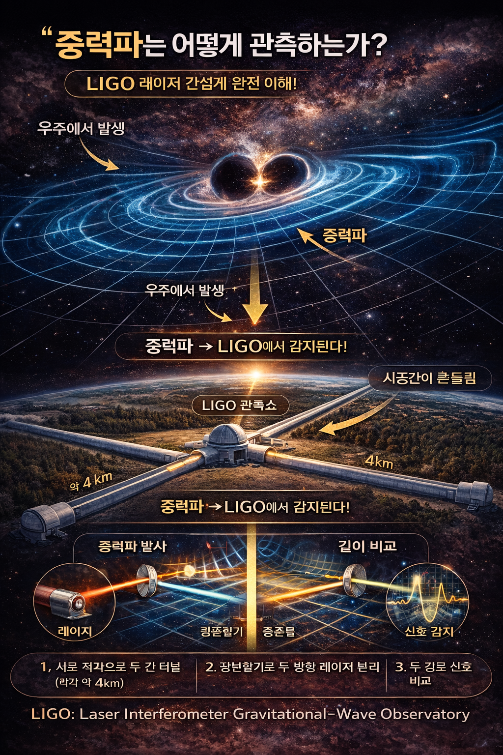 중력파는 어떻게 관측할까 LIGO가 시공간을 측정하는 충격적인 방법