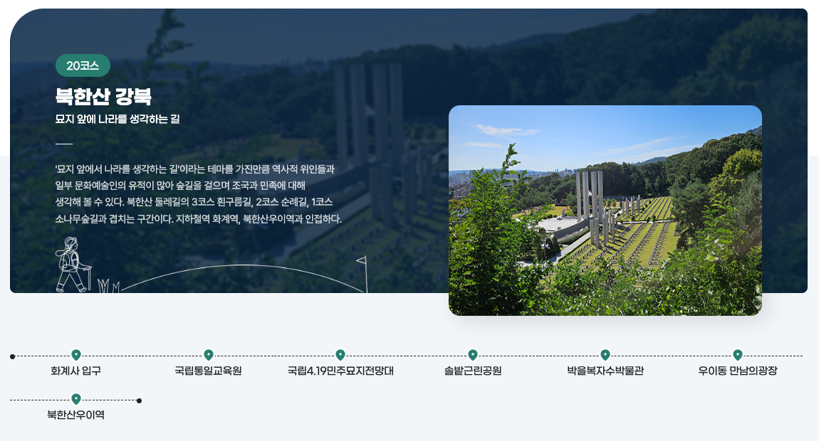 서울둘레길 20코스 지도 북한산 강북 구간 트레킹 등산 후기