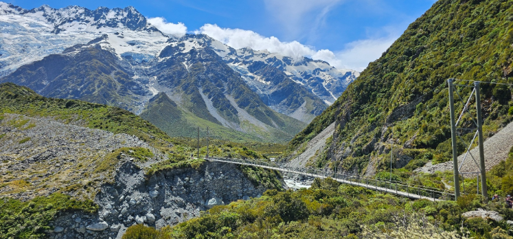 마운트쿡 후커밸리트랙에 있는 흔들다리