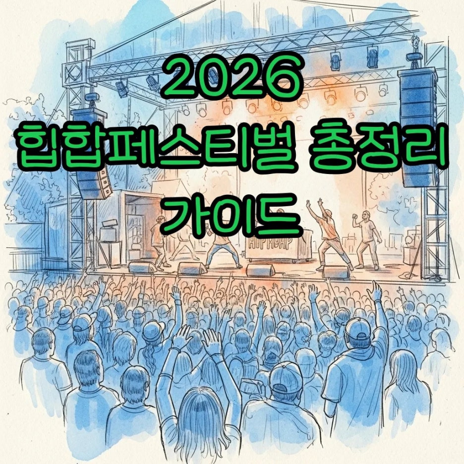 푸른 하늘 아래 펼쳐진 열정적인 야외 힙합 페스티벌의 현장