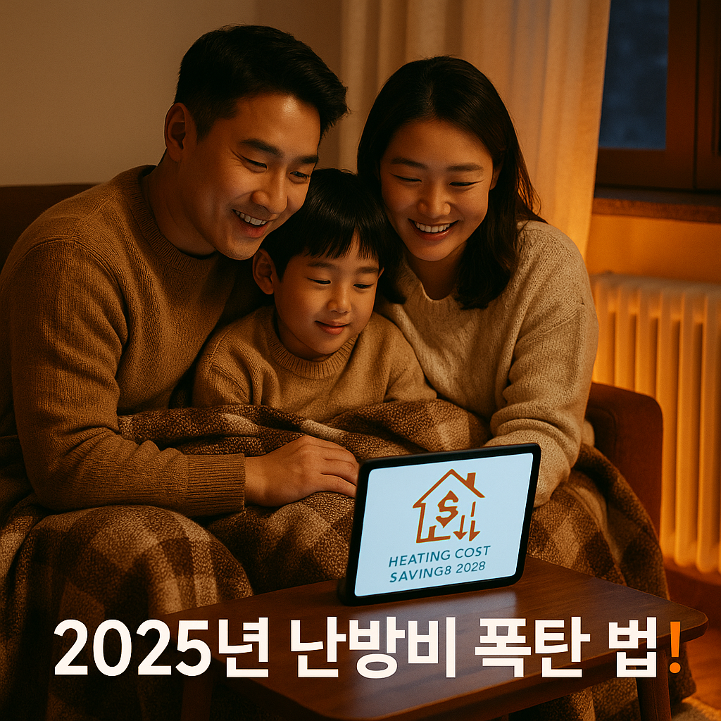 겨울철 난방비 절감 캠페인 &ndash; 가족의 미소와 따뜻한 분위기를 담은 홍보 이미지