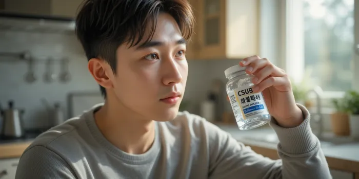 아침에 알파리포산 복용하는 남성