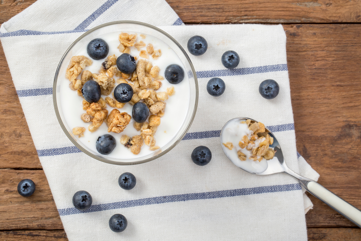 그릭요거트, 시리얼, 블루베리