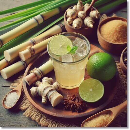 사탕수수 주스 재료, 생강 라임