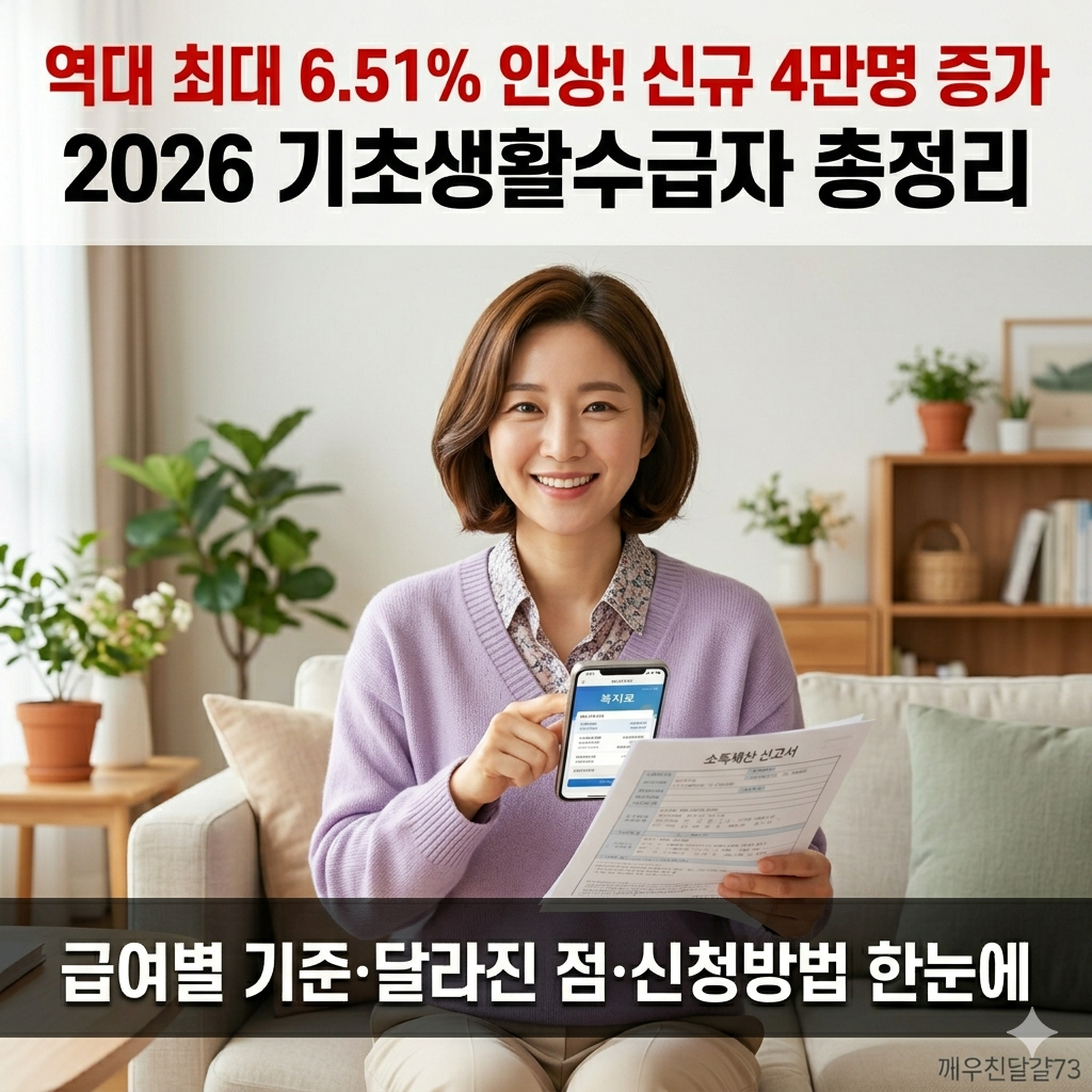2026 기초생활수급자 신청방법&middot;급여별 기준&middot;달라진 점 총정리