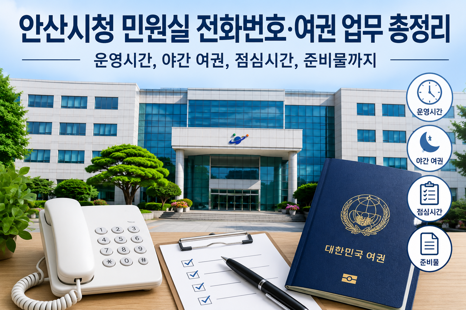 안산시청 민원실 전화번호·여권 업무 총정리|운영시간, 야간 여권, 점심시간, 준비물까지 관련 사진