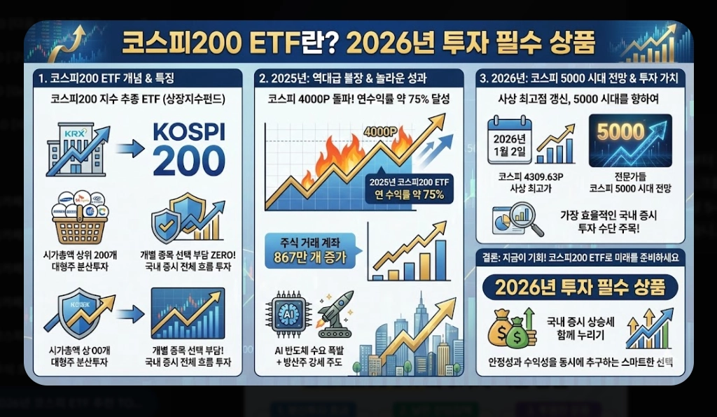 코스피200 ETF 추천 TOP 3 [2026년] KODEX vs TIGER vs RISE 완벽 비교