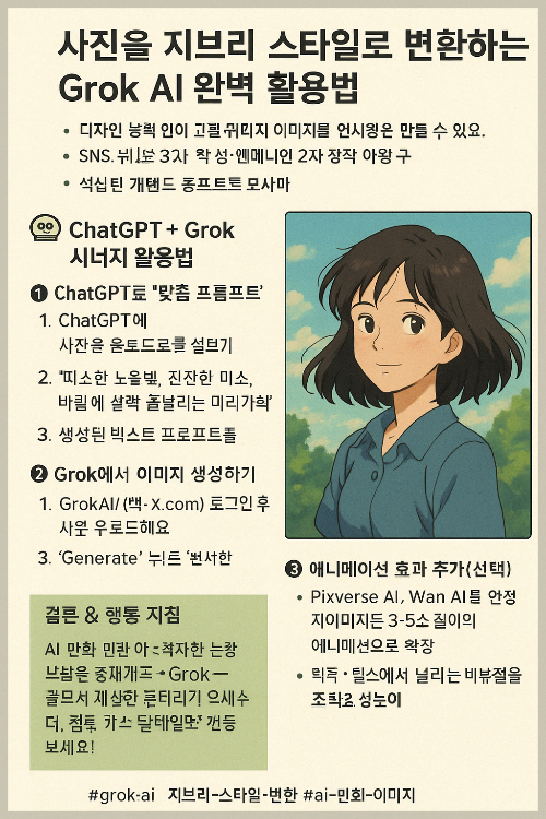 사진을 지브리 스타일로 변환하는 Grok AI 완벽 활용법