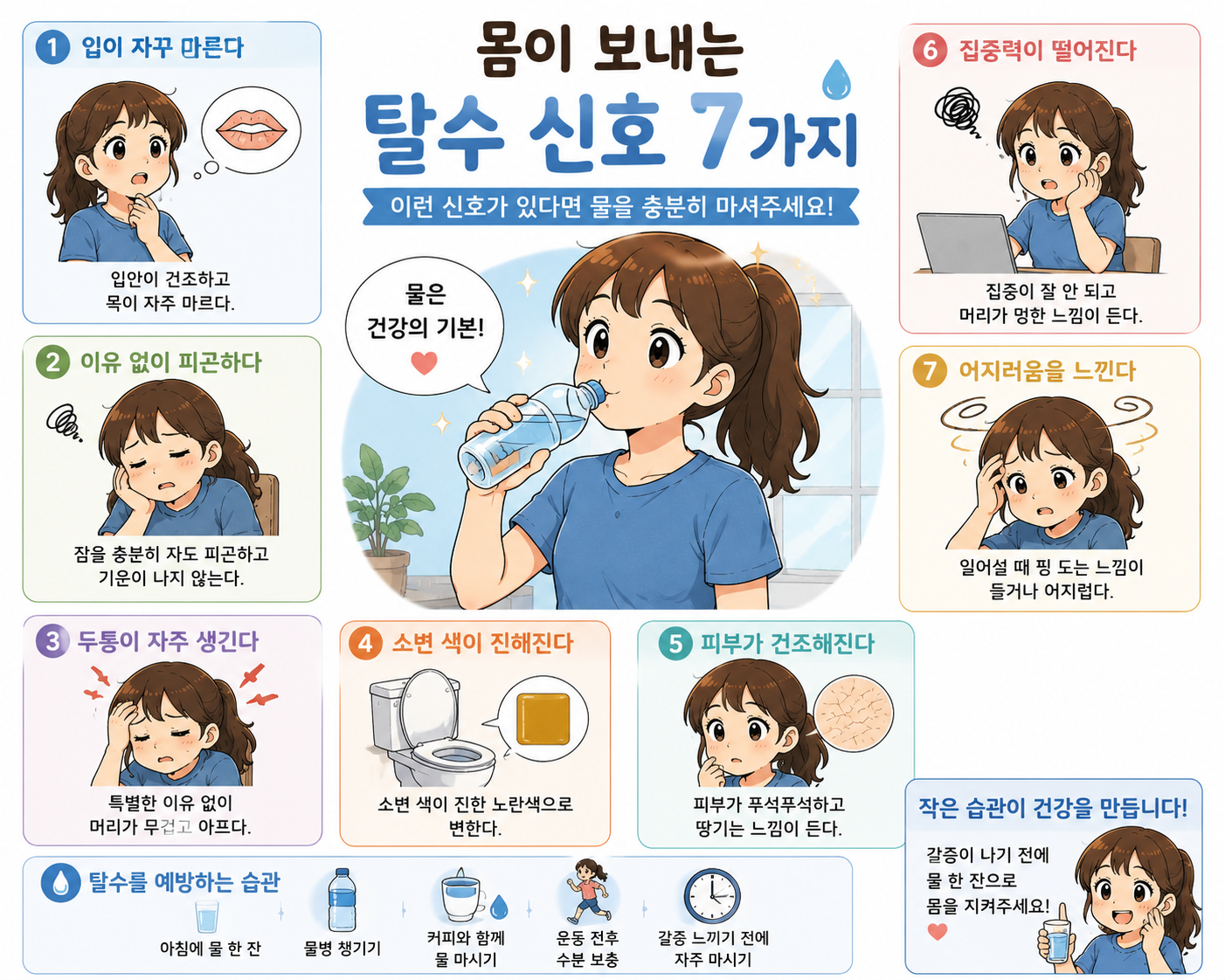 몸이 보내는 탈수 신호 7가지, 물이 부족할 때 나타나는 변화