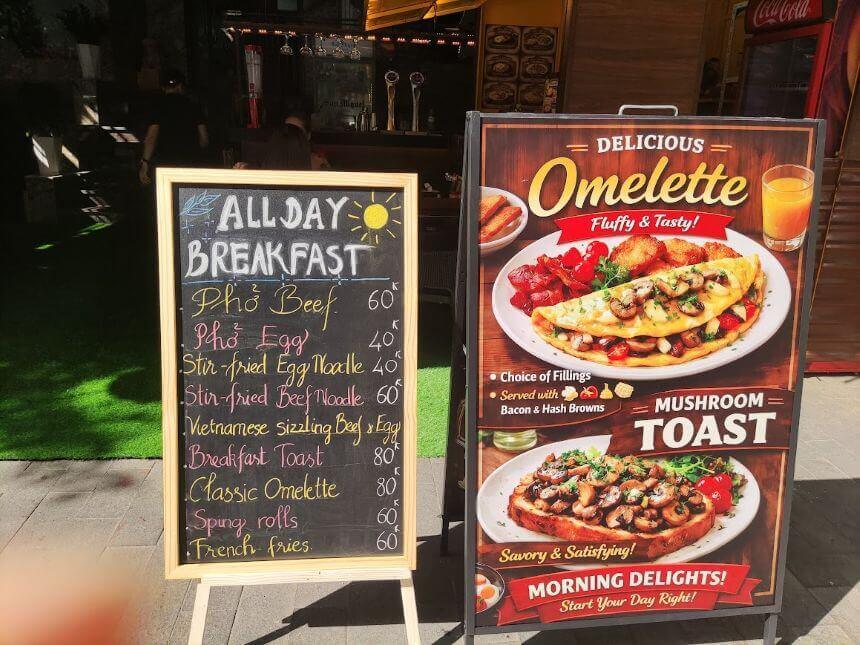 젠 로터스 1층 식당 메뉴판 가격