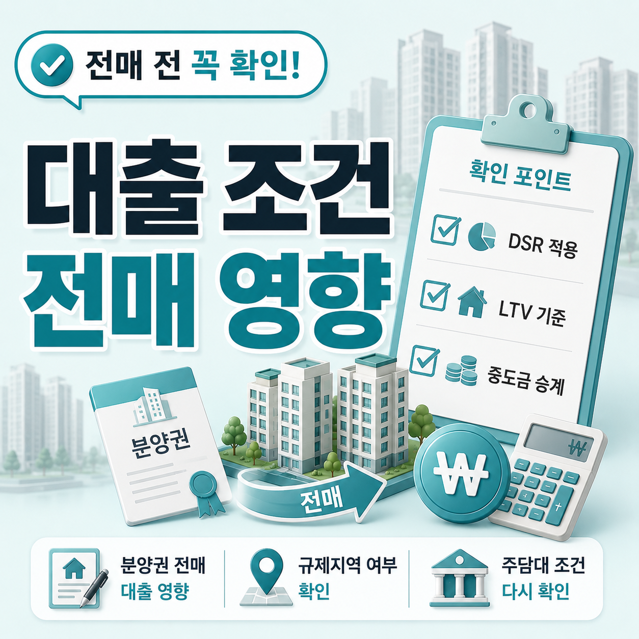 분양권 전매 후 주담대 대출 조건 변화 안내