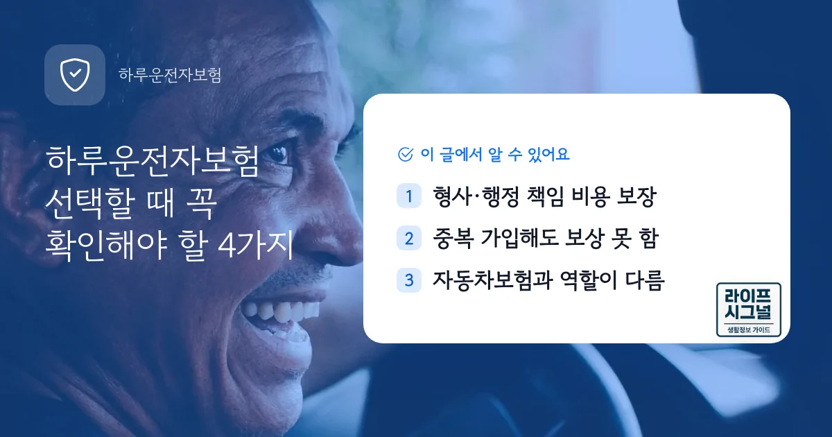하루운전자보험 선택할 때 꼭 확인해야 할 4가지